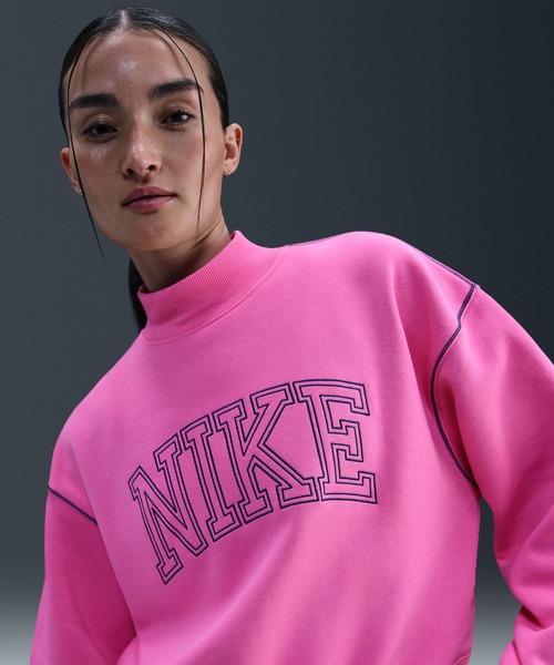 NIKE(ナイキ)の「NIKE AS W NSW PHNX FLC LOGO MOCK NE / ナイキ ウィメンズ NSW PHNX モック フリース L/S トップロゴ NE 【SP】(スウェット・レディース・ブラック/ピンク・S/M/L)」の3枚目の写真