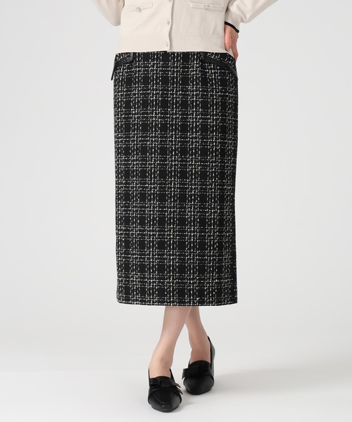 MISCH MASCH（ミッシュマッシュ）の「2025秋冬新作 ツイードチェックタイトスカート（スカート・レディース・ホワイト/ブラック・S/M）」の5枚目の写真