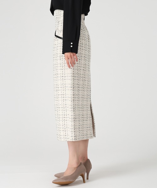 MISCH MASCH（ミッシュマッシュ）の「2025秋冬新作 ツイードチェックタイトスカート（スカート・レディース・ホワイト/ブラック・S/M）」の7枚目の写真