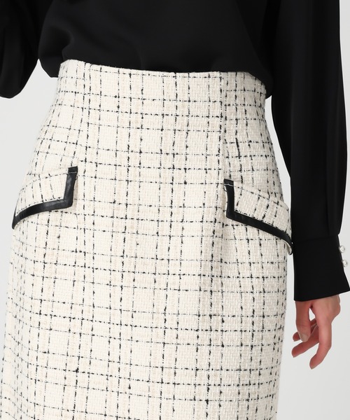 MISCH MASCH（ミッシュマッシュ）の「2025秋冬新作 ツイードチェックタイトスカート（スカート・レディース・ホワイト/ブラック・S/M）」の9枚目の写真
