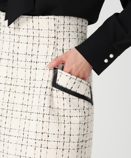 MISCH MASCH（ミッシュマッシュ）の「2025秋冬新作 ツイードチェックタイトスカート（スカート・レディース・ホワイト/ブラック・S/M）」の10枚目の写真