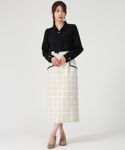 MISCH MASCH（ミッシュマッシュ）の「2025秋冬新作 ツイードチェックタイトスカート（スカート・レディース・ホワイト/ブラック・S/M）」の16枚目の写真