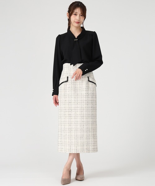 MISCH MASCH（ミッシュマッシュ）の「2025秋冬新作 ツイードチェックタイトスカート（スカート・レディース・ホワイト/ブラック・S/M）」の17枚目の写真
