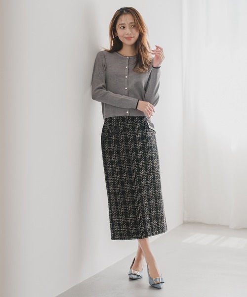 MISCH MASCH（ミッシュマッシュ）の「2025秋冬新作 ツイードチェックタイトスカート（スカート・レディース・ホワイト/ブラック・S/M）」の19枚目の写真