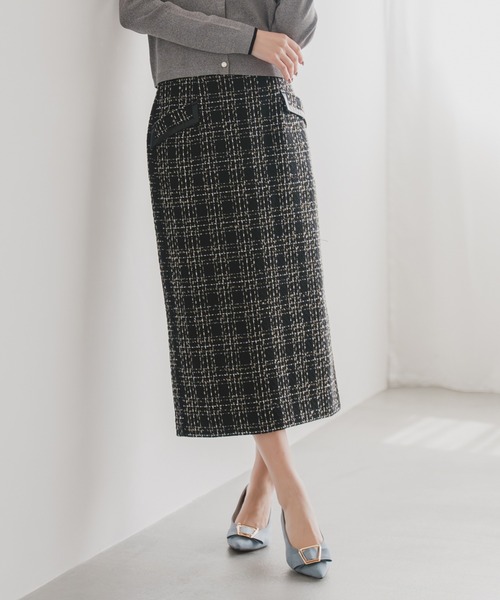 MISCH MASCH（ミッシュマッシュ）の「2025秋冬新作 ツイードチェックタイトスカート（スカート・レディース・ホワイト/ブラック・S/M）」の20枚目の写真