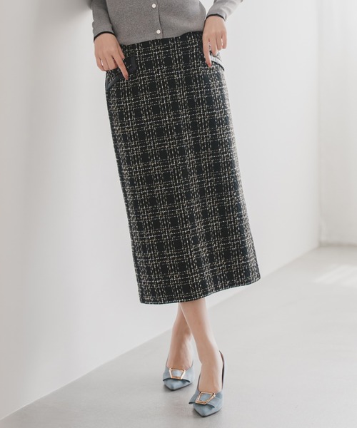 MISCH MASCH（ミッシュマッシュ）の「2025秋冬新作 ツイードチェックタイトスカート（スカート・レディース・ホワイト/ブラック・S/M）」の18枚目の写真