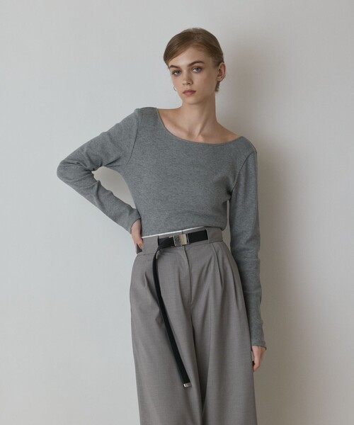 Diagram(ダイアグラム)の「ウールコットンテレコトップ(Tシャツ/カットソー・レディース・ブラウン/グレー/ブラック・36)」の3枚目の写真