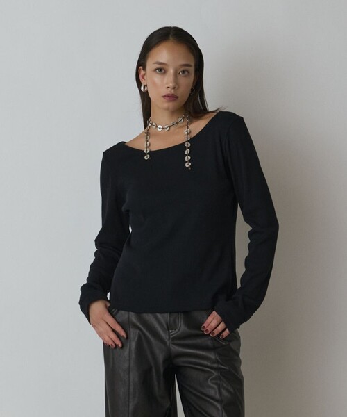 Diagram(ダイアグラム)の「ウールコットンテレコトップ(Tシャツ/カットソー・レディース・ブラウン/グレー/ブラック・36)」の2枚目の写真