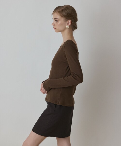 Diagram(ダイアグラム)の「ウールコットンテレコトップ(Tシャツ/カットソー・レディース・ブラウン/グレー/ブラック・36)」の4枚目の写真