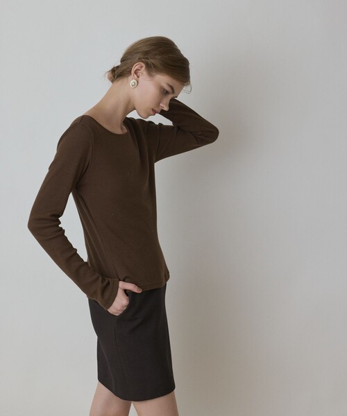 Diagram(ダイアグラム)の「ウールコットンテレコトップ(Tシャツ/カットソー・レディース・ブラウン/グレー/ブラック・36)」の5枚目の写真