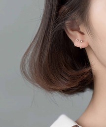 【Silver925】金属アレルギー対応 モチーフヘッドピアス(ハート・ボール・Tバー)