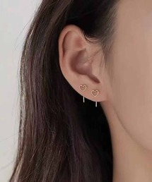 【Silver925】金属アレルギー対応 モチーフヘッドピアス(ハート・ボール・Tバー)