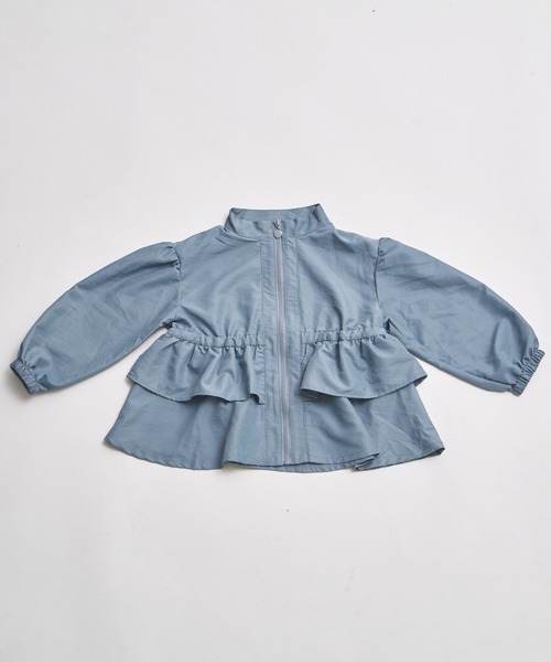 pairmanon（ペアマノン）の「ハートジップ フリル ウィンドブレーカー（ナイロンジャケット・キッズ・チャコールグレー/ブラウン/ブルーグレー・140/150/90/100/110/120/130）」の5枚目の写真