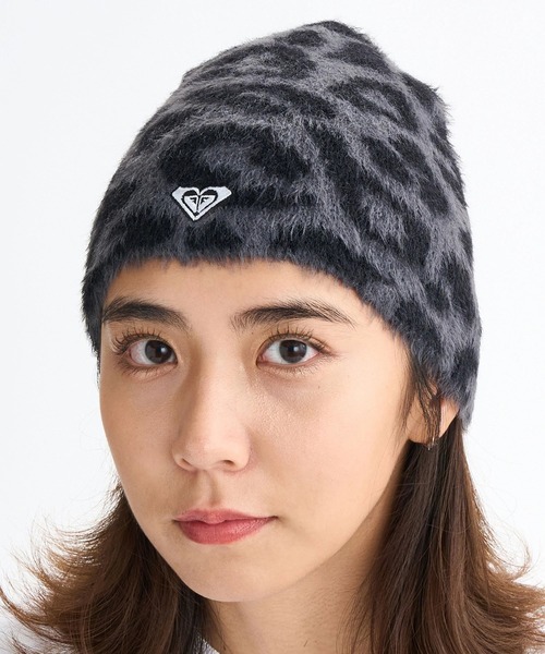 FLUFFY BEANIE /ロキシーロゴワンポイントシャギーニット帽・ビーニー
