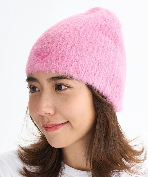 FLUFFY BEANIE /ロキシーロゴワンポイントシャギーニット帽・ビーニー