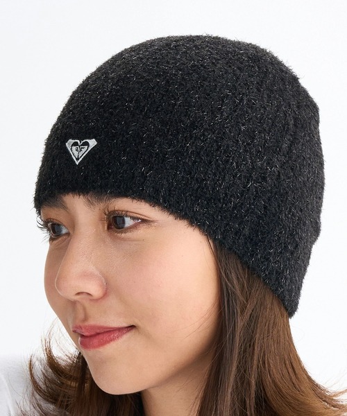 ROXY（ロキシー）の「FLUFFY BEANIE /ロキシーロゴワンポイントシャギーニット帽・ビーニー（ニットキャップ/ビーニー・レディース・ベージュ/ピンク/ホワイト/ブラック/グレー・FREE）」の2枚目の写真