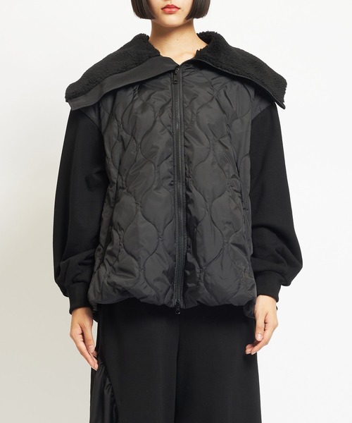 gomme（ゴム）の「アーミーキルト　ビッグカラージャケット（その他アウター・レディース・ブラック・MEDIUM）」の6枚目の写真