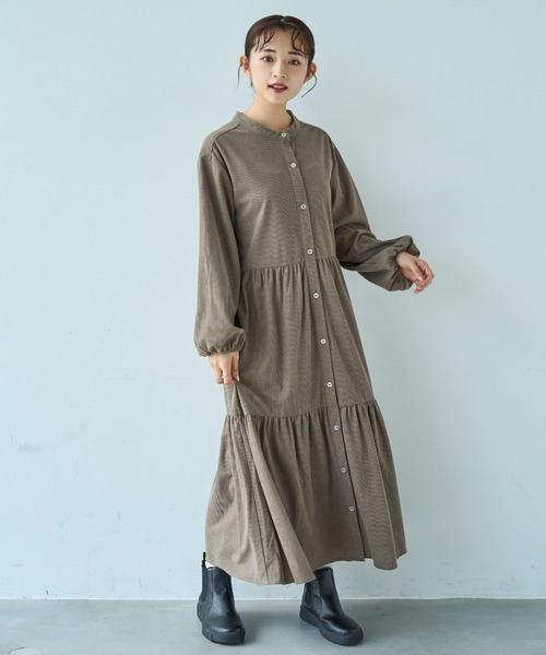 コーデュロイ ティアードワンピース【588070】（ワンピース）｜mil