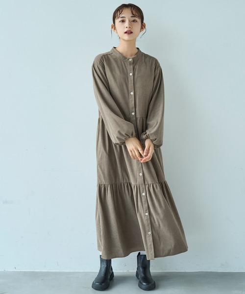 コーデュロイ ティアードワンピース【588070】（ワンピース）｜mil