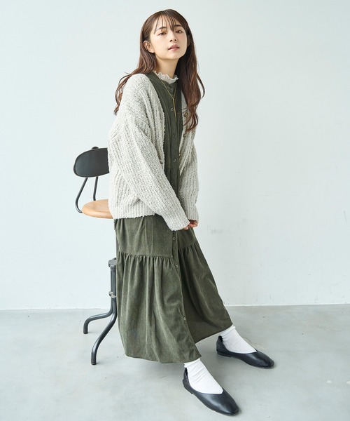mil(ミル)の「コーデュロイ ティアードワンピース【588070】(ワンピース・レディース・ダークベージュ/カーキ/チャコールグレー/ブラウン・FREE/XS/S)」の16枚目の写真