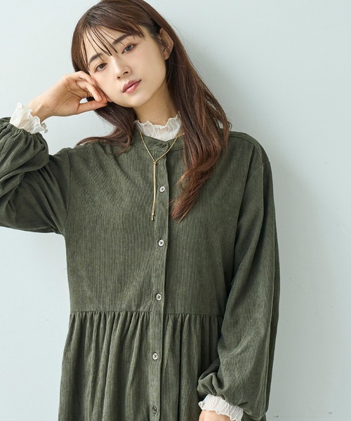 mil(ミル)の「コーデュロイ ティアードワンピース【588070】(ワンピース・レディース・ダークベージュ/カーキ/チャコールグレー/ブラウン・FREE/XS/S)」の22枚目の写真