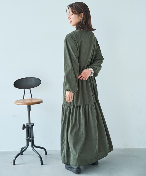 mil(ミル)の「コーデュロイ ティアードワンピース【588070】(ワンピース・レディース・ダークベージュ/カーキ/チャコールグレー/ブラウン・FREE/XS/S)」の11枚目の写真