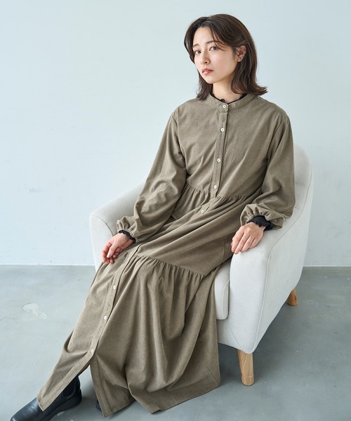 mil(ミル)の「コーデュロイ ティアードワンピース【588070】(ワンピース・レディース・ダークベージュ/カーキ/チャコールグレー/ブラウン・FREE/XS/S)」の20枚目の写真
