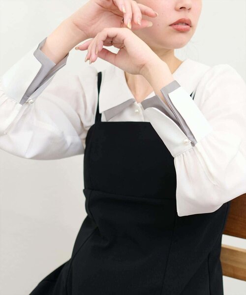 natural couture(ナチュラルクチュール)の「【WEB限定】〈osono〉重ね衿配色ブラウス(シャツ/ブラウス・レディース・その他2/その他1/ネイビー/モカ/チャコールグレー/オフホワイト・FREE)」の2枚目の写真