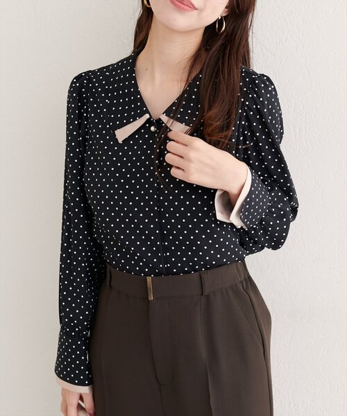 natural couture(ナチュラルクチュール)の「【WEB限定】〈osono〉重ね衿配色ブラウス(シャツ/ブラウス・レディース・その他2/その他1/ネイビー/モカ/チャコールグレー/オフホワイト・FREE)」の8枚目の写真