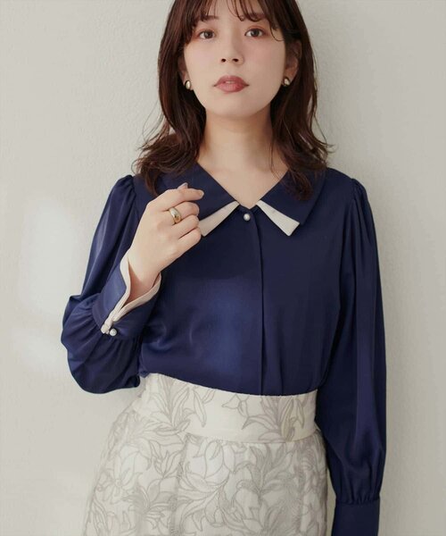 natural couture(ナチュラルクチュール)の「【WEB限定】〈osono〉重ね衿配色ブラウス(シャツ/ブラウス・レディース・その他2/その他1/ネイビー/モカ/チャコールグレー/オフホワイト・FREE)」の20枚目の写真