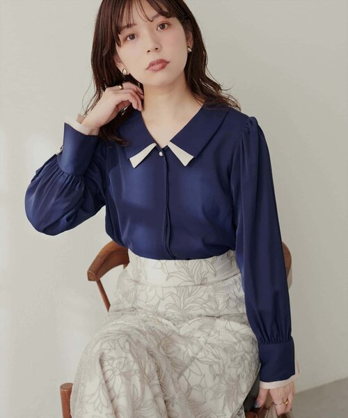natural couture(ナチュラルクチュール)の「【WEB限定】〈osono〉重ね衿配色ブラウス(シャツ/ブラウス・レディース・その他2/その他1/ネイビー/モカ/チャコールグレー/オフホワイト・FREE)」の21枚目の写真
