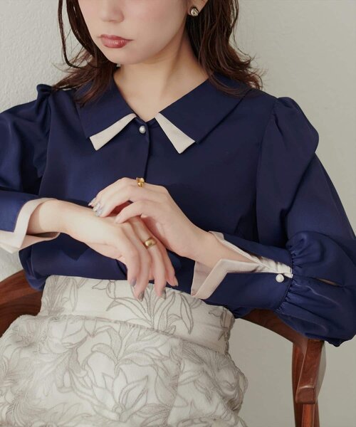natural couture(ナチュラルクチュール)の「【WEB限定】〈osono〉重ね衿配色ブラウス(シャツ/ブラウス・レディース・その他2/その他1/ネイビー/モカ/チャコールグレー/オフホワイト・FREE)」の22枚目の写真