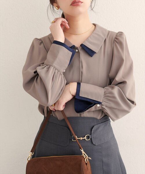 natural couture(ナチュラルクチュール)の「【WEB限定】〈osono〉重ね衿配色ブラウス(シャツ/ブラウス・レディース・その他2/その他1/ネイビー/モカ/チャコールグレー/オフホワイト・FREE)」の15枚目の写真