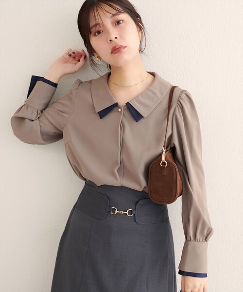 natural couture(ナチュラルクチュール)の「【WEB限定】〈osono〉重ね衿配色ブラウス(シャツ/ブラウス・レディース・その他2/その他1/ネイビー/モカ/チャコールグレー/オフホワイト・FREE)」の17枚目の写真