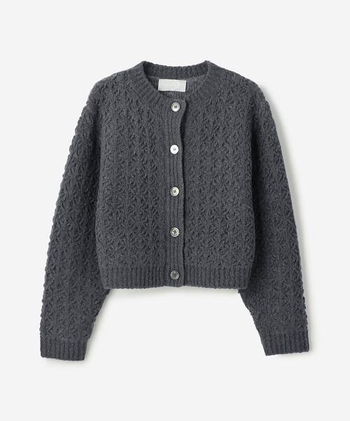 WALANCE(ワランス)の「WALANCE | クロシェ ダブルニットカーディガン WOMEN(カーディガン/ボレロ・レディース・ベージュ系その他/チャコール・F)」の2枚目の写真