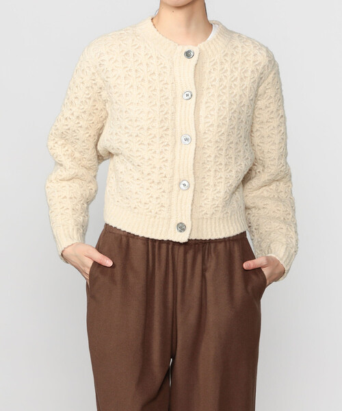 WALANCE(ワランス)の「WALANCE | クロシェ ダブルニットカーディガン WOMEN(カーディガン/ボレロ・レディース・ベージュ系その他/チャコール・F)」の7枚目の写真