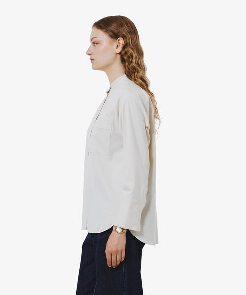 LACOSTE(ラコステ)の「ロングカフススタンドカラーシャツ(シャツ/ブラウス・レディース・ダークブラウン/オフホワイト・40/38/36/34)」の18枚目の写真