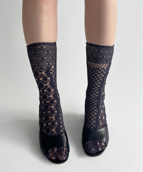 EDIT. FOR LULU（エディットフォールル）の「【EUCHRONIA/ユークロニア】Stretch lace socks（ソックス/靴下・レディース・ピンク/ブラック・FREE）」の3枚目の写真