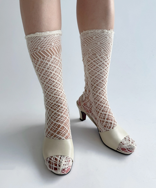 EDIT. FOR LULU（エディットフォールル）の「【EUCHRONIA/ユークロニア】Stretch lace socks（ソックス/靴下・レディース・ピンク/ブラック・FREE）」の5枚目の写真