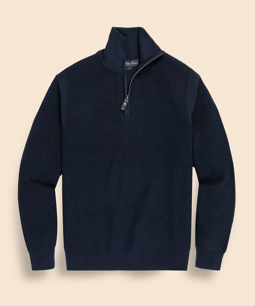 BROOKS BROTHERS(ブルックスブラザーズ)の「ウール リブニット ハーフジップ モックネックセーター(ニット/セーター・メンズ・グレー/ネイビー・MEDIUM/SMALL/X-LARGE/LARGE)」の2枚目の写真