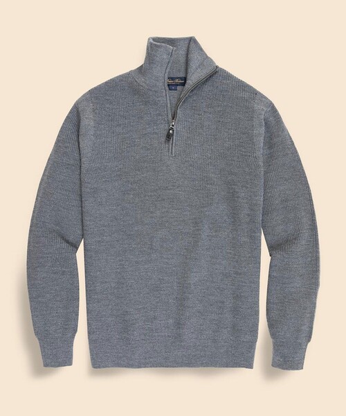 BROOKS BROTHERS(ブルックスブラザーズ)の「ウール リブニット ハーフジップ モックネックセーター(ニット/セーター・メンズ・グレー/ネイビー・MEDIUM/SMALL/X-LARGE/LARGE)」の1枚目の写真