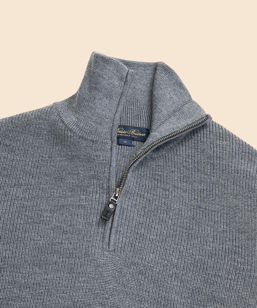 BROOKS BROTHERS(ブルックスブラザーズ)の「ウール リブニット ハーフジップ モックネックセーター(ニット/セーター・メンズ・グレー/ネイビー・MEDIUM/SMALL/X-LARGE/LARGE)」の3枚目の写真
