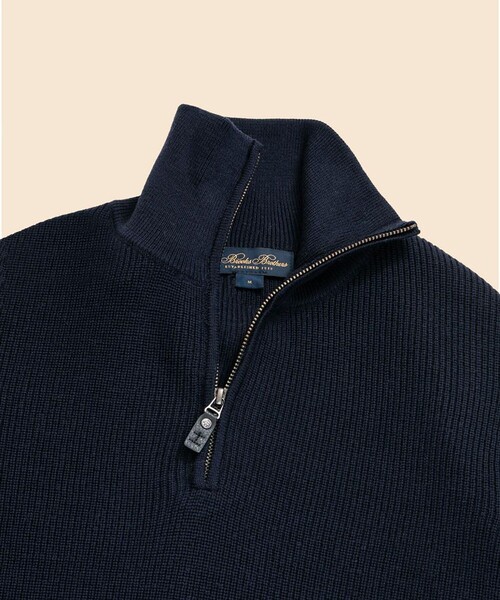 BROOKS BROTHERS(ブルックスブラザーズ)の「ウール リブニット ハーフジップ モックネックセーター(ニット/セーター・メンズ・グレー/ネイビー・MEDIUM/SMALL/X-LARGE/LARGE)」の4枚目の写真