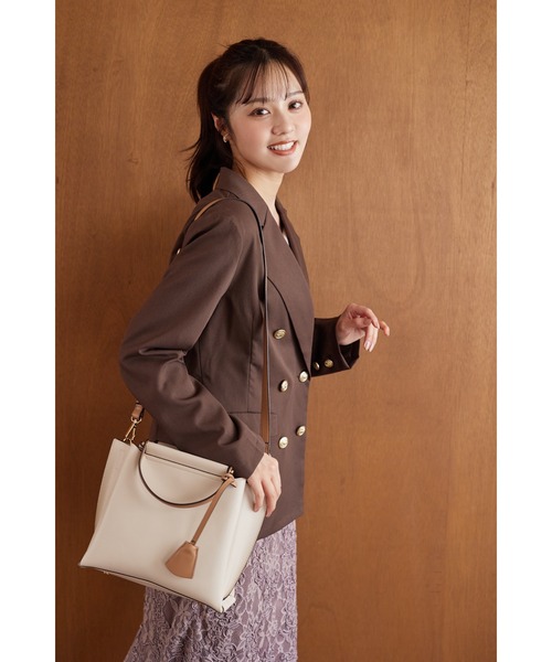 tocco closet（トッコ　クローゼット）の「２ＷＡＹショルダー＆キーチャーム付きバッグ（ショルダーバッグ・レディース・アイボリー/ブラック・M）」の7枚目の写真