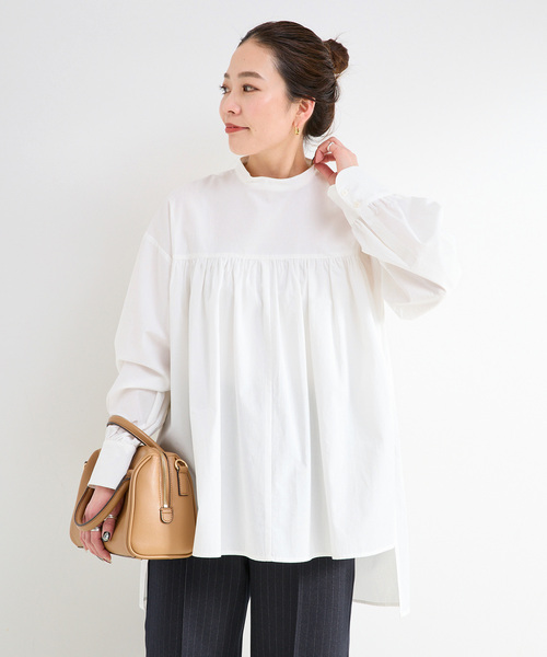 WEB限定】手洗い可 / ギャザーチュニックブラウス（シャツ/ブラウス