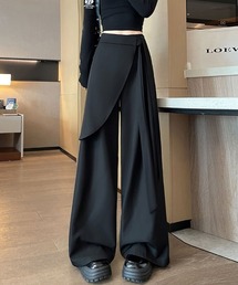 ラップスカート風ディテール付きワイドパンツ