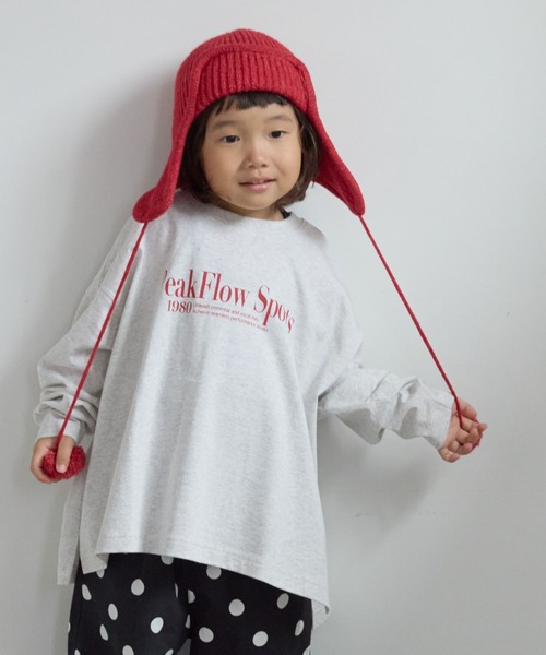 LOWRYS FARM（ローリーズファーム）の「プリントロゴＴＬＳ　581452（Tシャツ/カットソー・キッズ・チャコールグレー/グレー/オフホワイト/ピンク・110cm/120cm/130cm/140cm/150cm）」の3枚目の写真