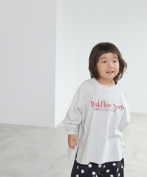 LOWRYS FARM（ローリーズファーム）の「プリントロゴＴＬＳ　581452（Tシャツ/カットソー・キッズ・チャコールグレー/グレー/オフホワイト/ピンク・110cm/120cm/130cm/140cm/150cm）」の9枚目の写真