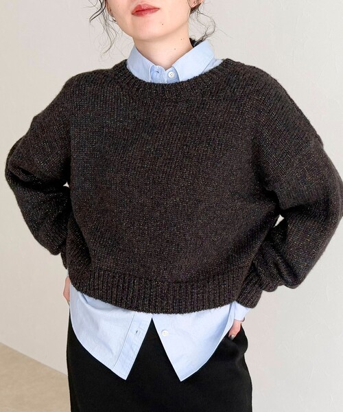 fredy emue（フレディエミュ）の「キラキラクロップド丈ニットプル