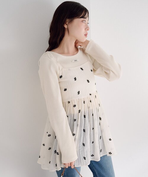 Kastane(カスタネ)の「【新色追加/5色展開】ニットタグロンTEE(Tシャツ/カットソー・レディース・サックスブルー/アイボリー/ブラック/ブラウン/イエロー/グレー/ピンク/グレー系その他・FREE)」の9枚目の写真